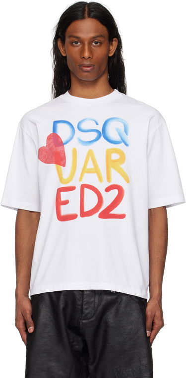 T-shirt DSQUARED2 Summer Lovers Loose Fit Logo T-Shirt Dsquared2 Hvid | S78GD0098-D20020-100, 0