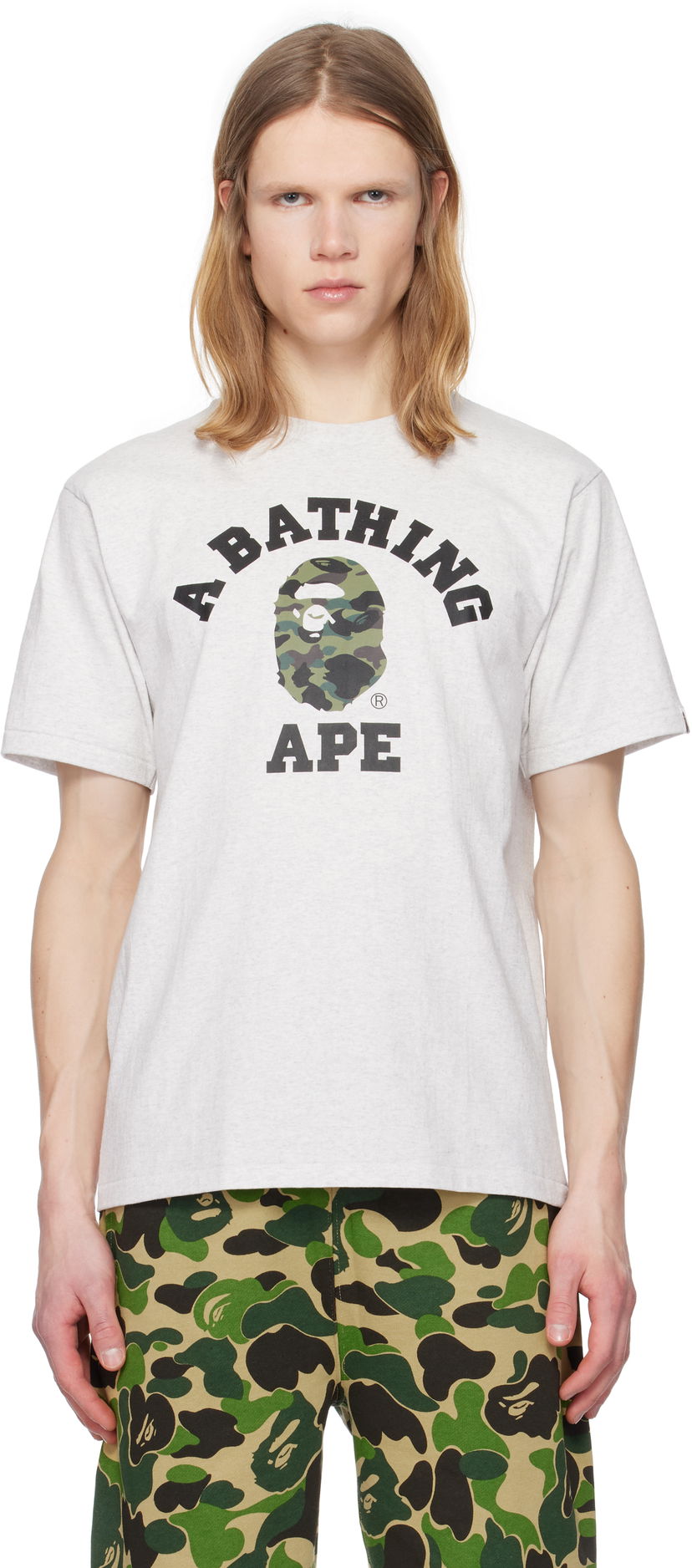 T-shirt BAPE A Bathing Ape College T-Shirt Grå | 001TEK801010M
