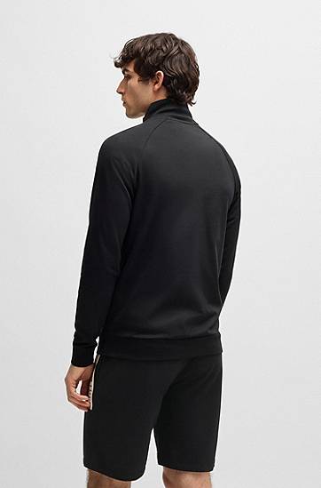 Sweatshirt BOSS BOSS Cotton-terry Zip-up Jacket with Stripe Print Sort | 50540660, 1