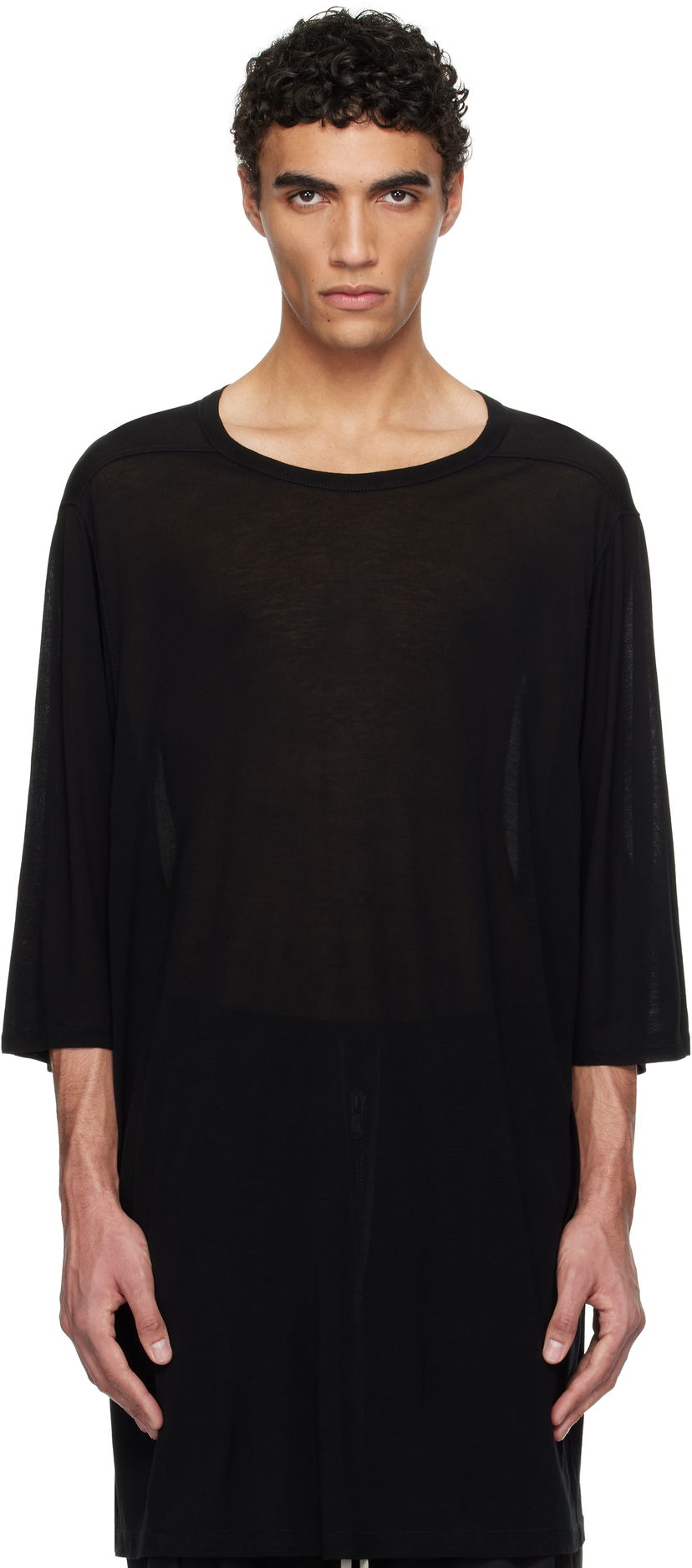 T-shirt Rick Owens Rick Owens Hollywood Jumbo Short Sleeve T-Shirt Sort | RU01E5274 JS