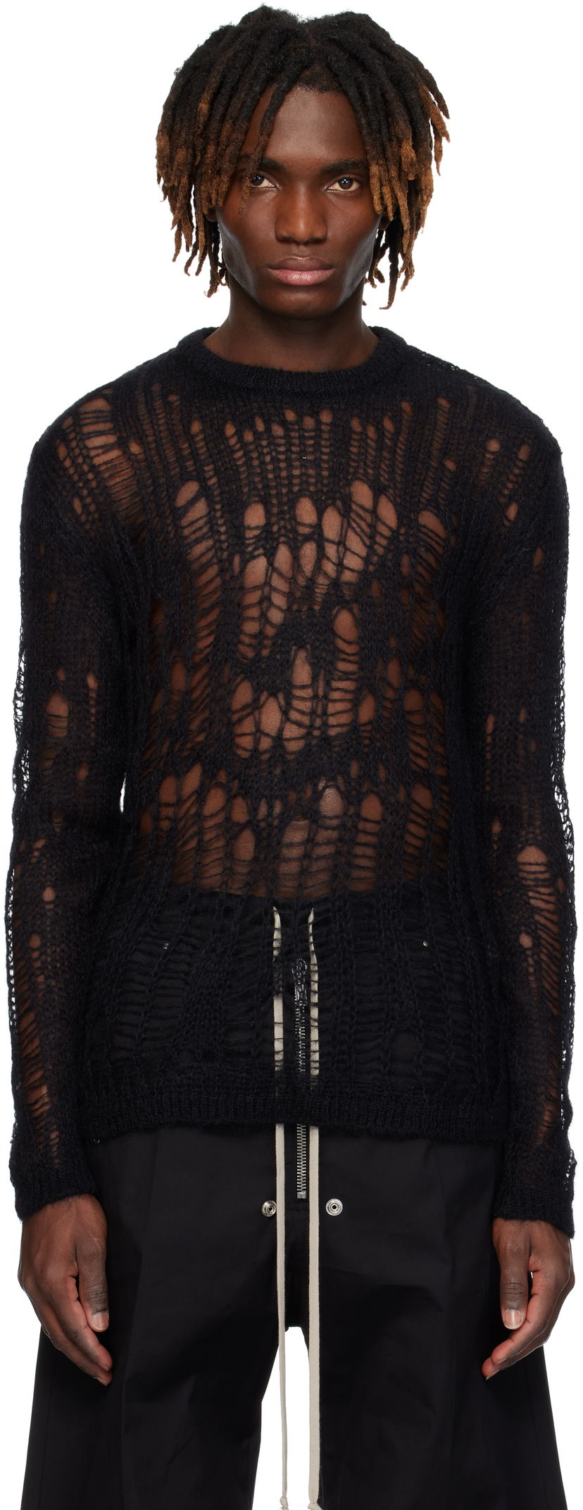 Sweater Rick Owens Rick Owens Hollywood Biker Round Neck Sweater Sort | RU01E5606 KNETMH