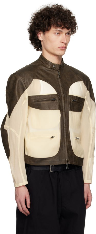 Jakke Andersson Bell Andersson Bell Faux-Leather & Sheer Rider Jacket Brun | awa705u, 1