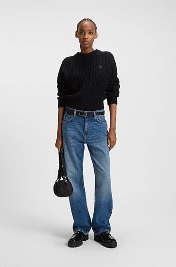 Sweater BOSS Relaxed-fit knitted sweater with Happy HUGO badge Sort | 50548138, 1