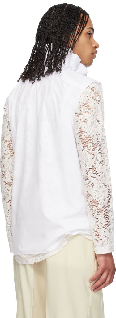 Skjorte Comme des Garçons Comme des Garçons Homme Plus Cotton Sleeveless Shirt with Lace Sleeves Hvid | PO-B029-051, 2