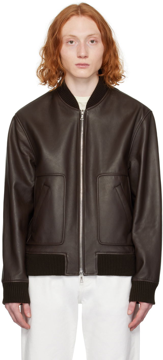 Jakke Officine Générale Cesar Leather Jacket Brun | S24MLTR551PRE, 0