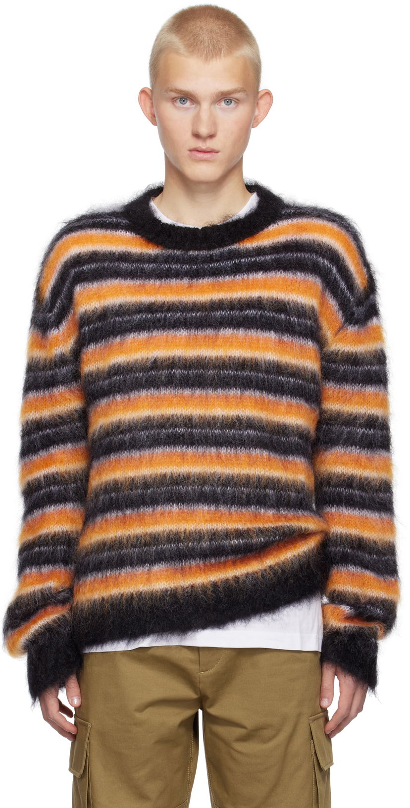 Sweater Marni Striped Fuzzy Sweater Sort | GCMG0161Q0 UFU174