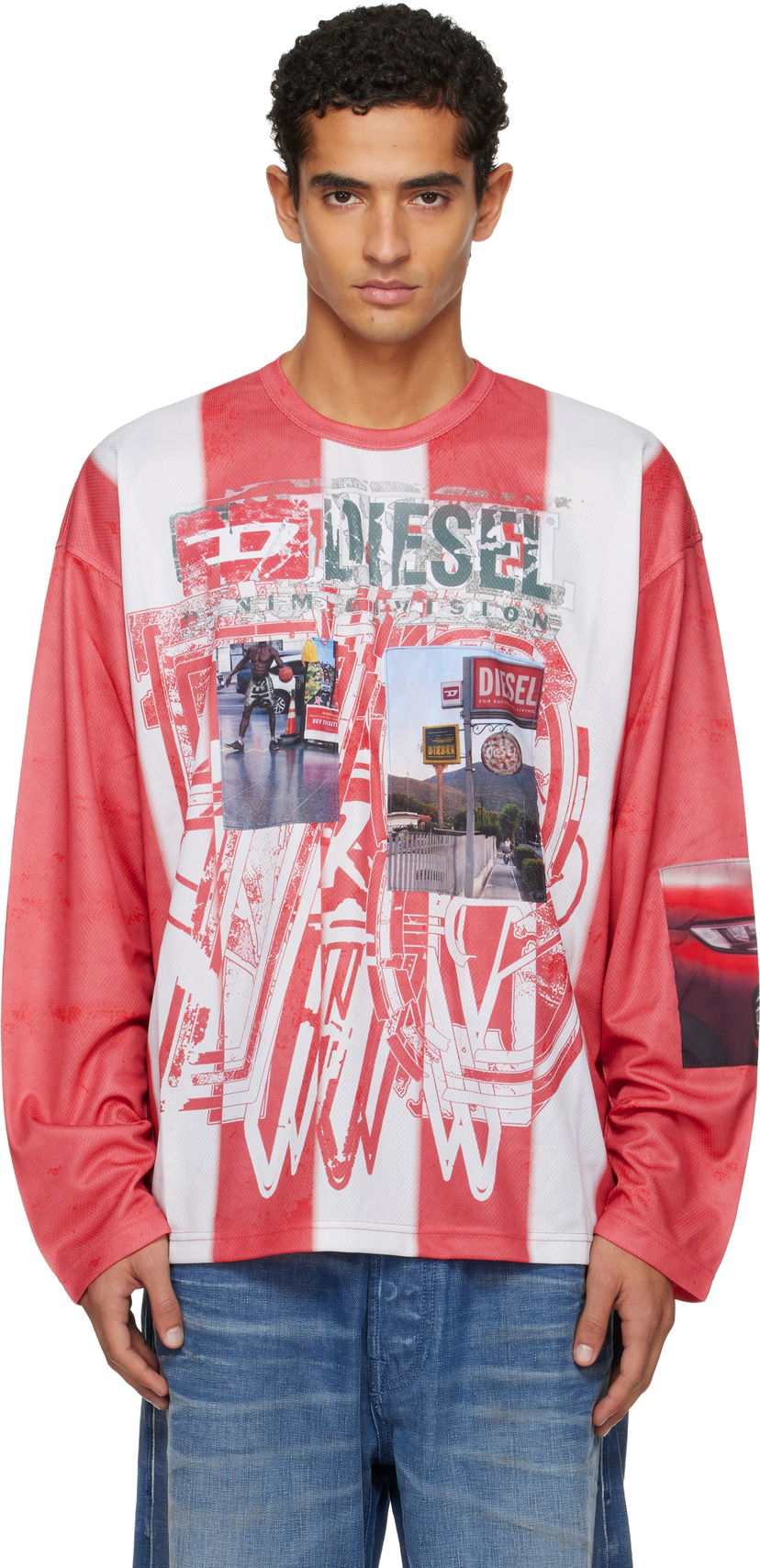 T-shirt Diesel T-Ruby Striped Graphic Long Sleeve T-Shirt Flerfarvet | A19539-0LKCC-42AA