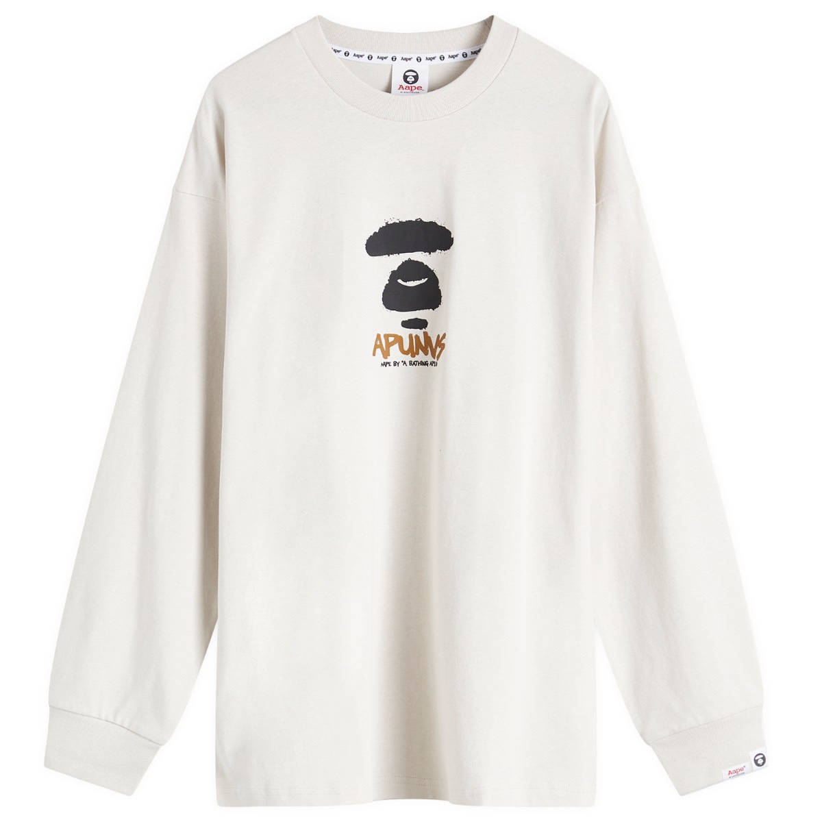 T-shirt AAPE by A Bathing Ape AAPE Graffiti Long Sleeve T-Shirt Beige | AAPLTM1560XXNGYR, 1