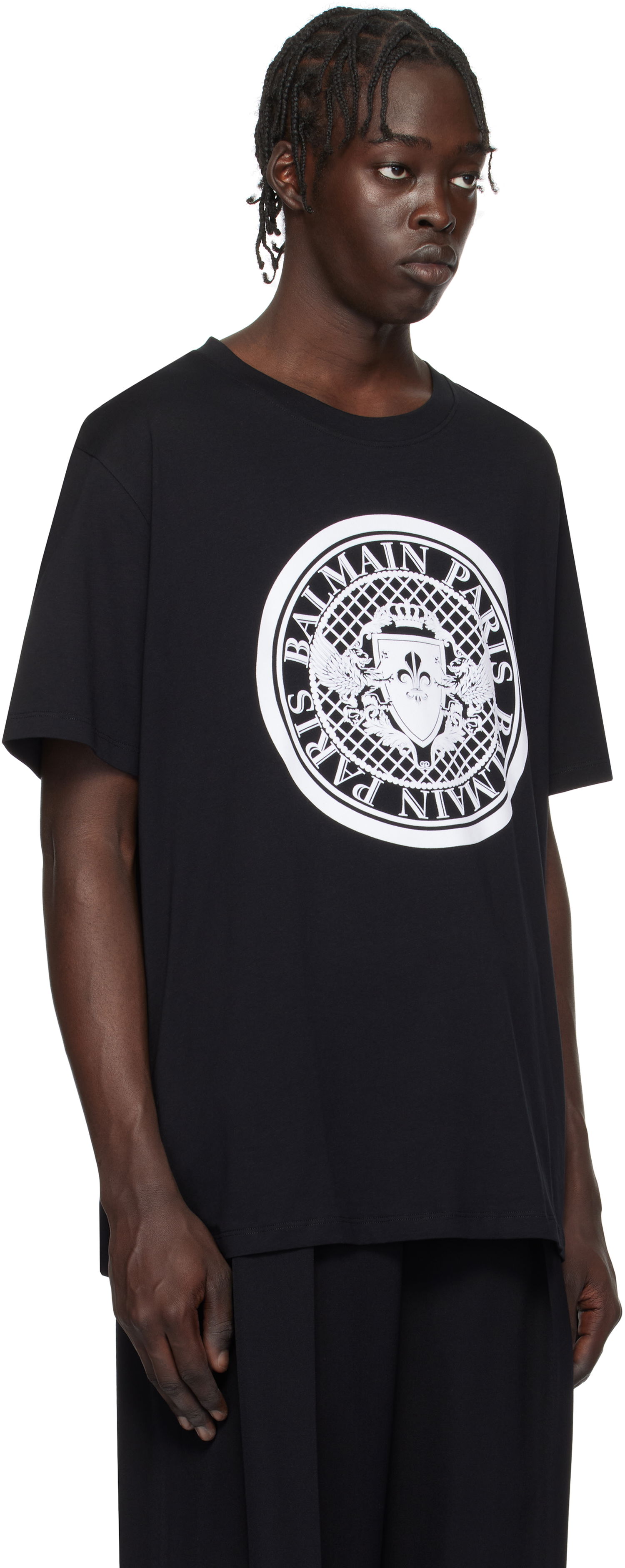 T-shirt Balmain Black 'Coin' Graphic T-Shirt Sort | EH1EG010BB17, 1