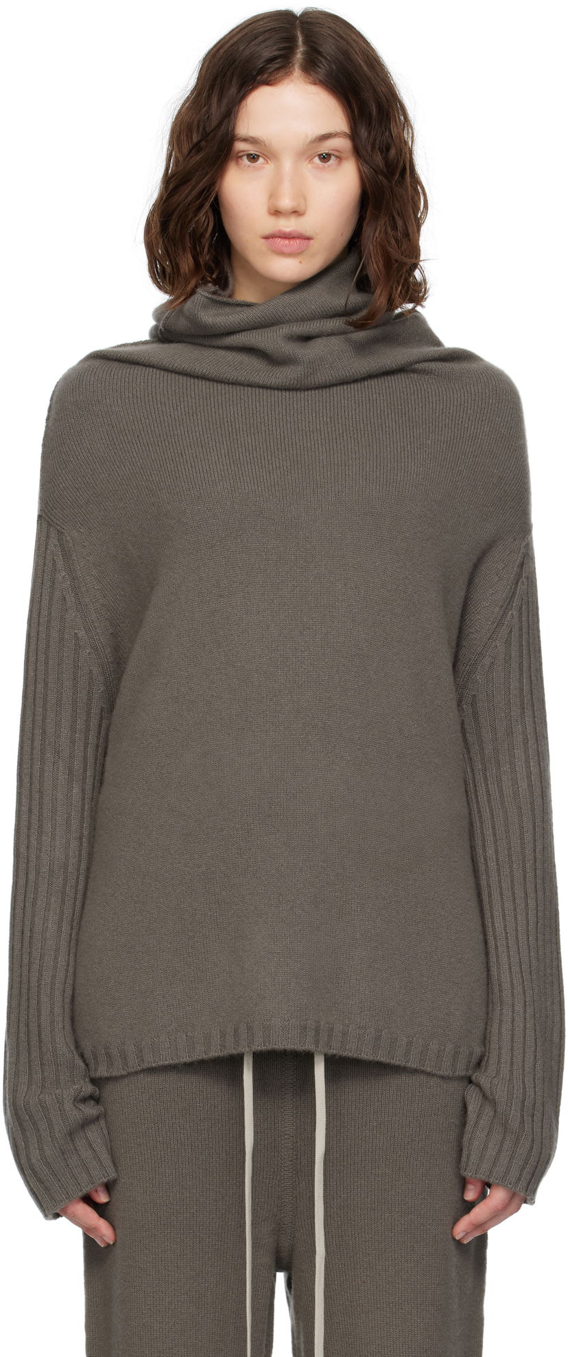 Sweater Rick Owens Rick Owens Concordians Rasato Cashmere Knit Turtleneck Grå | RP02E4674 KLWS