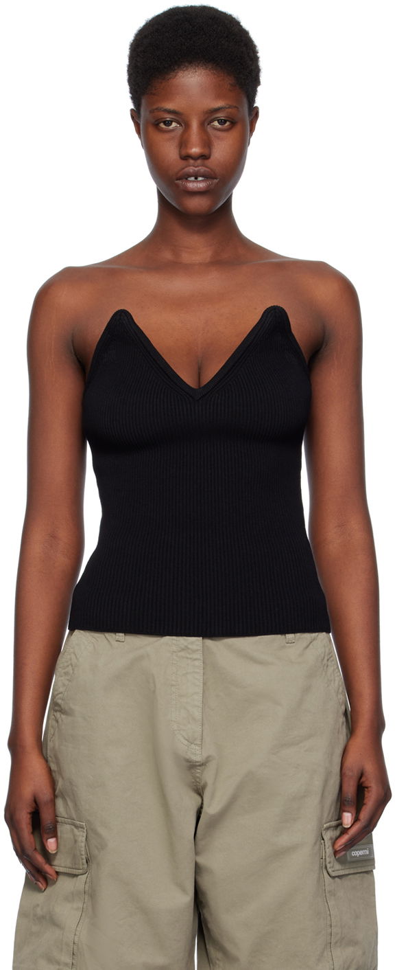 Tanktop Coperni Coperni V-Neck Ribbed Knit Camisole Sort | COPML90852