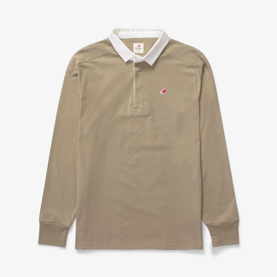 Polo skjorte New Balance Made In Usa Long Sleeve Polo Beige | MT33545TCO, 0