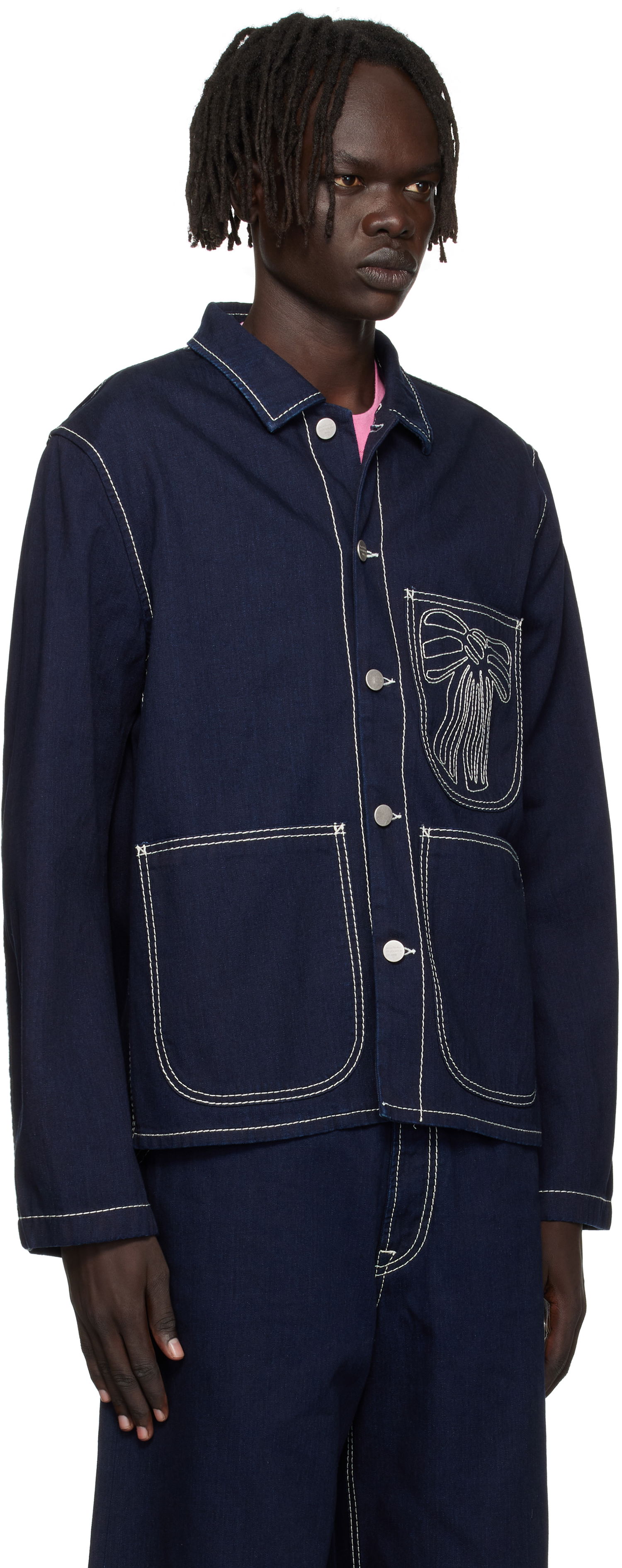 Jakke Acne Studios Acne Studios Embroidered Denim Jacket Mørkeblå | C90204-, 1