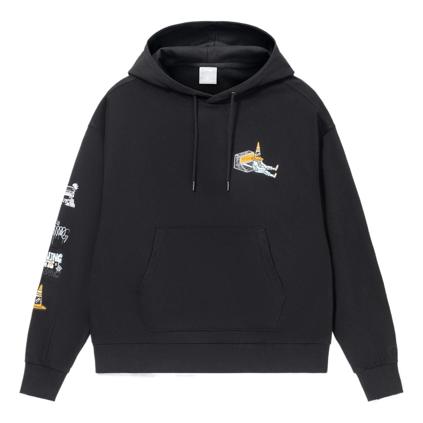 Sweatshirt Li-Ning Skateboard Series Loose Fit Graphic Print Hoodie Sort | AWDS177-4, 0