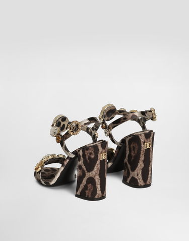 Sneakers og sko Dolce & Gabbana Satin Sandals With Gemstone Embellishment Brun | CR1802A9T45HY13M, 2