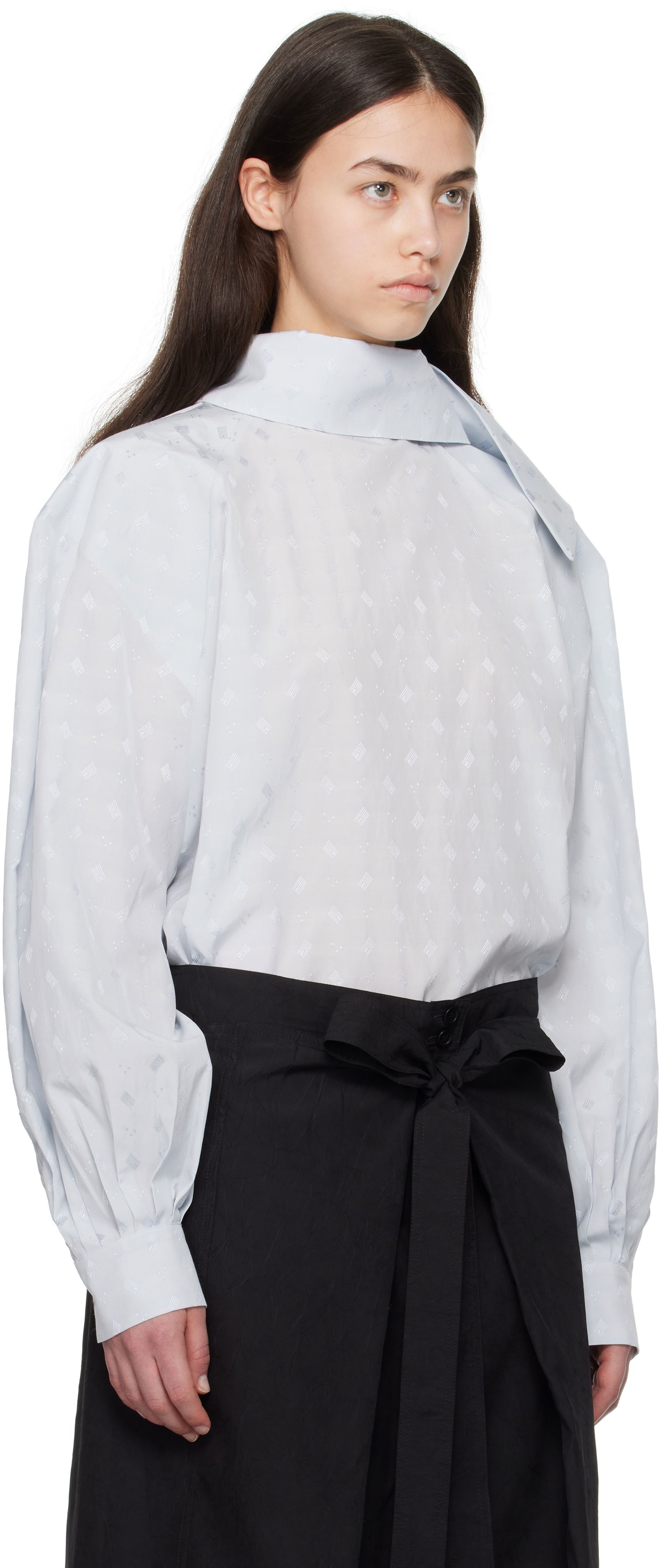 Skjorte Marni Marni Viscose Jacquard Balloon Blouse Blå | TTMA0381A0 UTVA48, 1