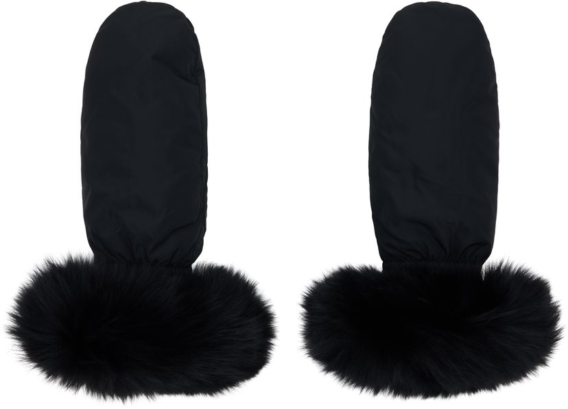 Handsker Yves Salomon Yves Salomon Fox Fur & Down Mittens Sort | 26W23WAA617XXDOTM
