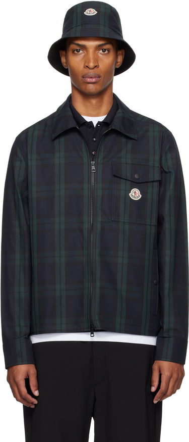 Skjorte Moncler Moncler Checked Cotton Gabardine Overshirt Grøn | K20912F00007M7484, 0