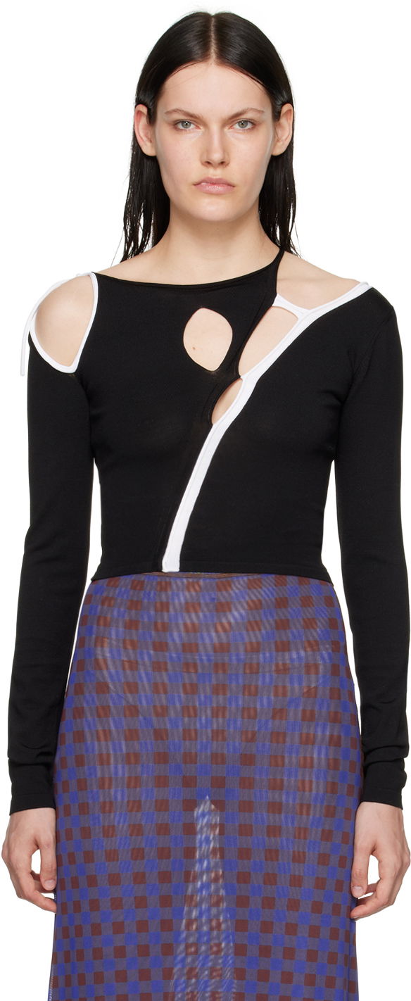 T-shirt Ottolinger Ottolinger Strap Cutout Long Sleeve T-Shirt Sort | 703001