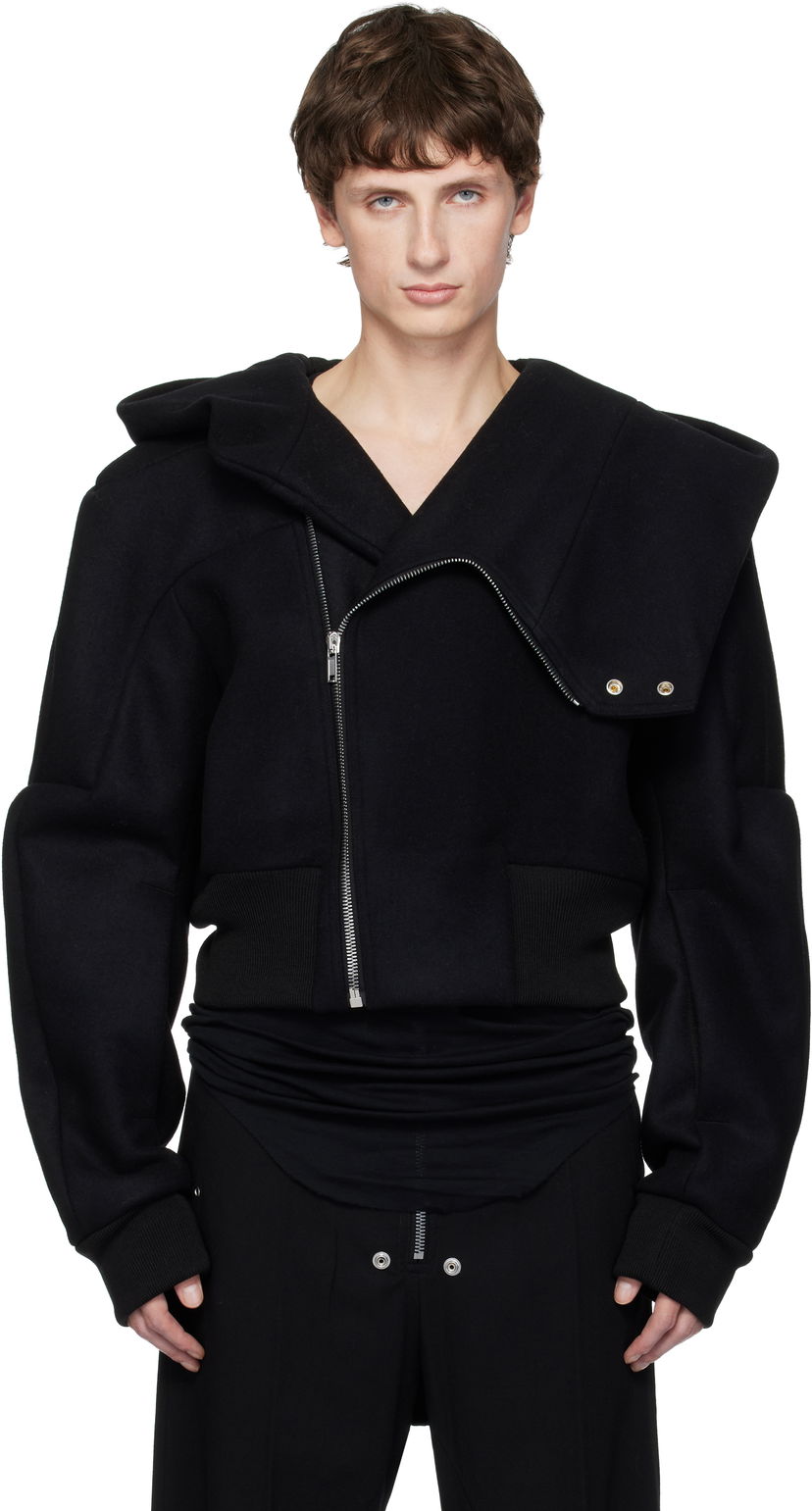 Bomberjakke Rick Owens Rick Owens Concordians Cropped Hooded Flight Bomber Jacket Sort | RU02E1761 WSF