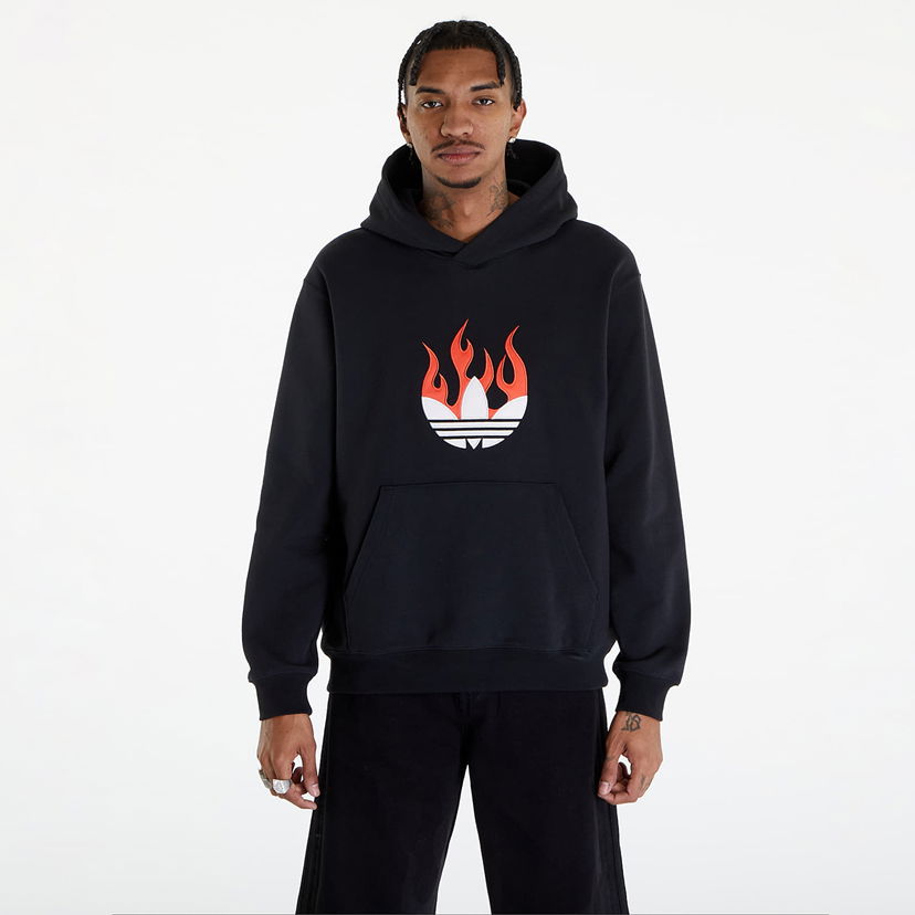 Sweatshirt adidas Originals Flames Logo Hoodie Black Sort | IS0208