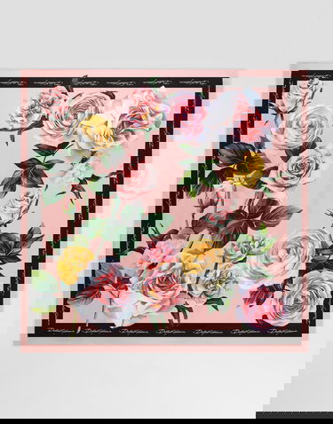 Tørklæde Dolce & Gabbana Dolce & Gabbana Rose and Peony Print Silk Twill Scarf Lyserød | FN090RGDCUIHF5IY, 2