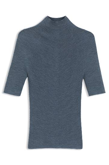 Sweater BOSS Merino Wool Mock-Neck Sweater Blå | 50542885, 0