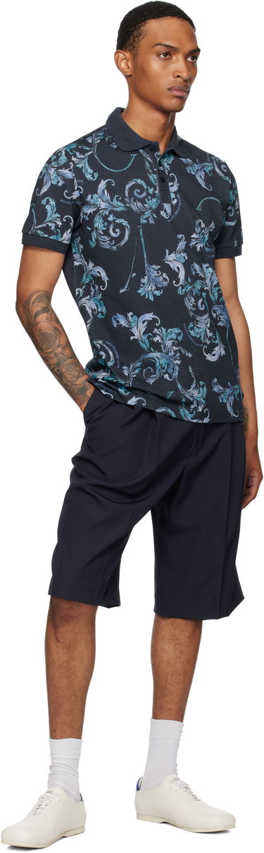 Polo skjorte Versace Versace Jeans Couture Outline Barocco Polo Mørkeblå | E78GAG6S0_EJS460, 3