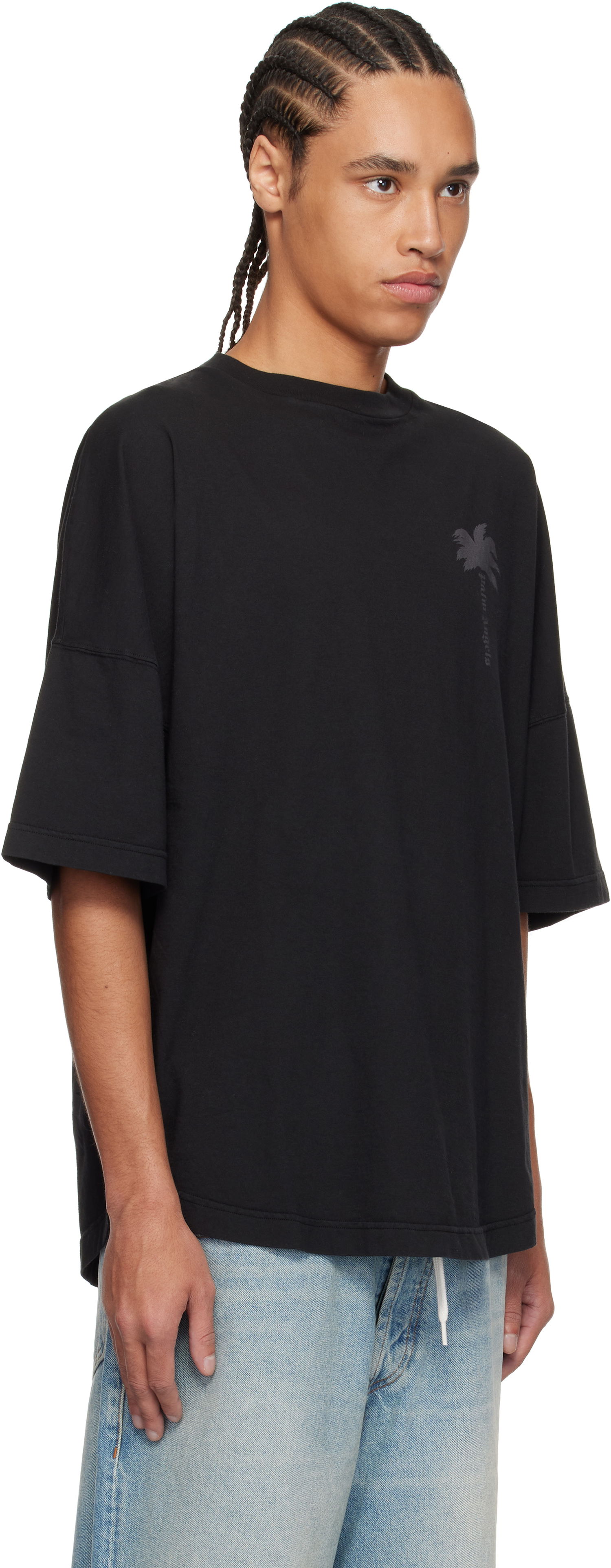 T-shirt Palm Angels Palm Angels Palms Over T-Shirt Sort | PMAA002S25JER0041313, 1