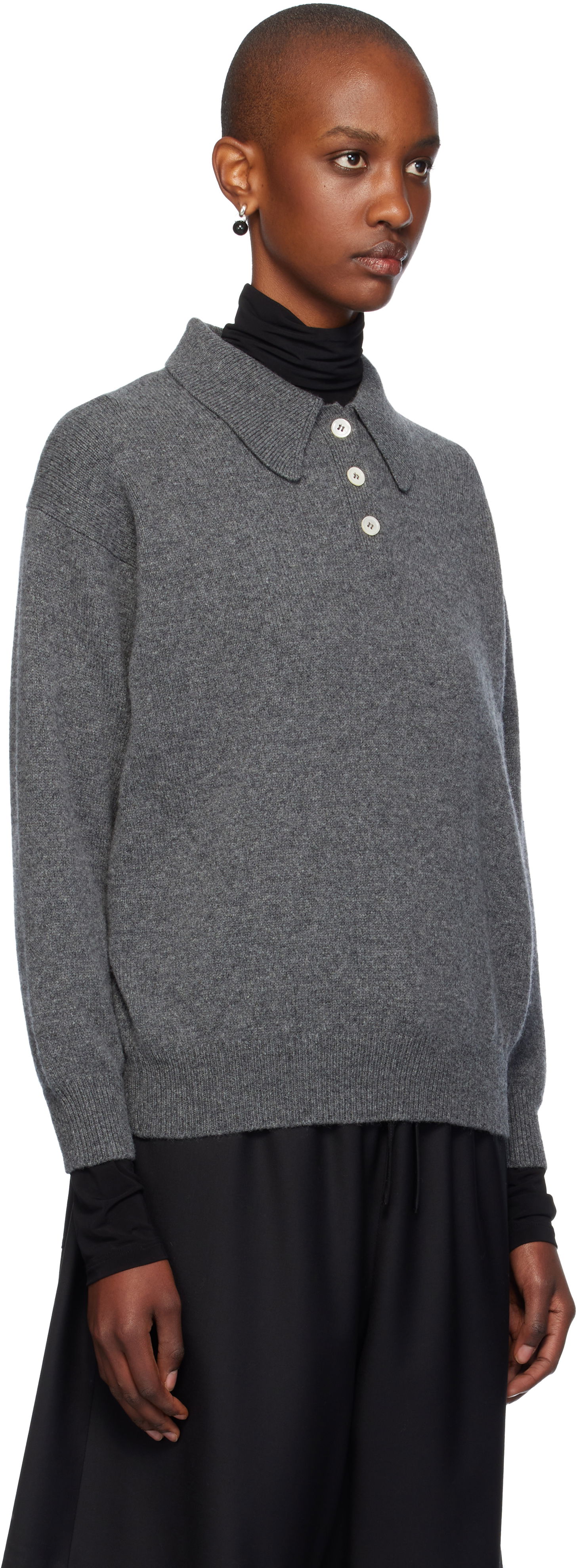 Sweater &Daughter Wool Polo Sweater Grå | HKN03893, 1