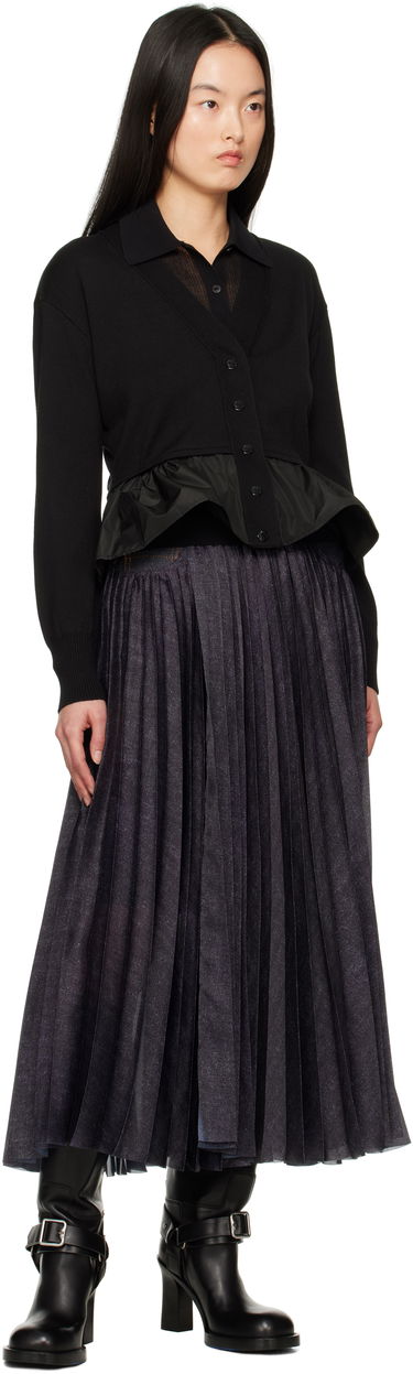 Sweater Moncler Moncler Cotton, Cashmere & Silk Peplum Cardigan Sort | K10939B00038M4066, 4