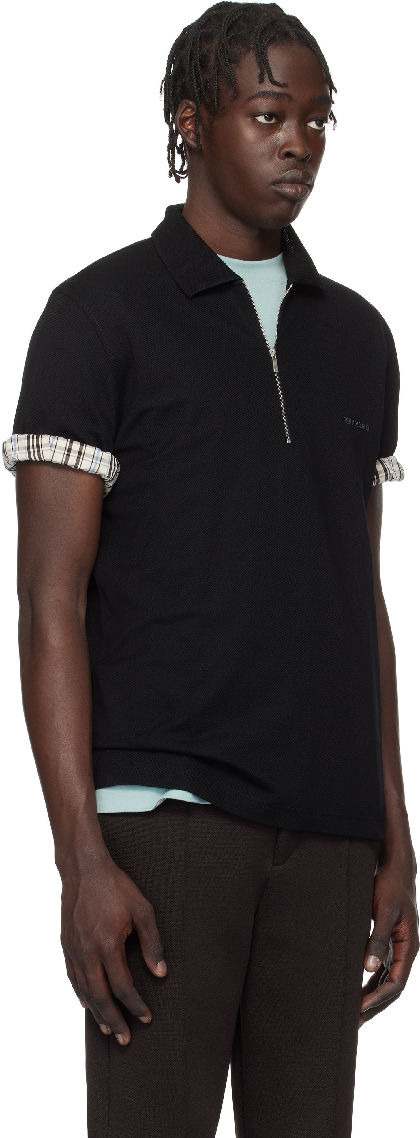 Polo skjorte FERRAGAMO Ferragamo Zip Collar Polo Sort | 772040, 1