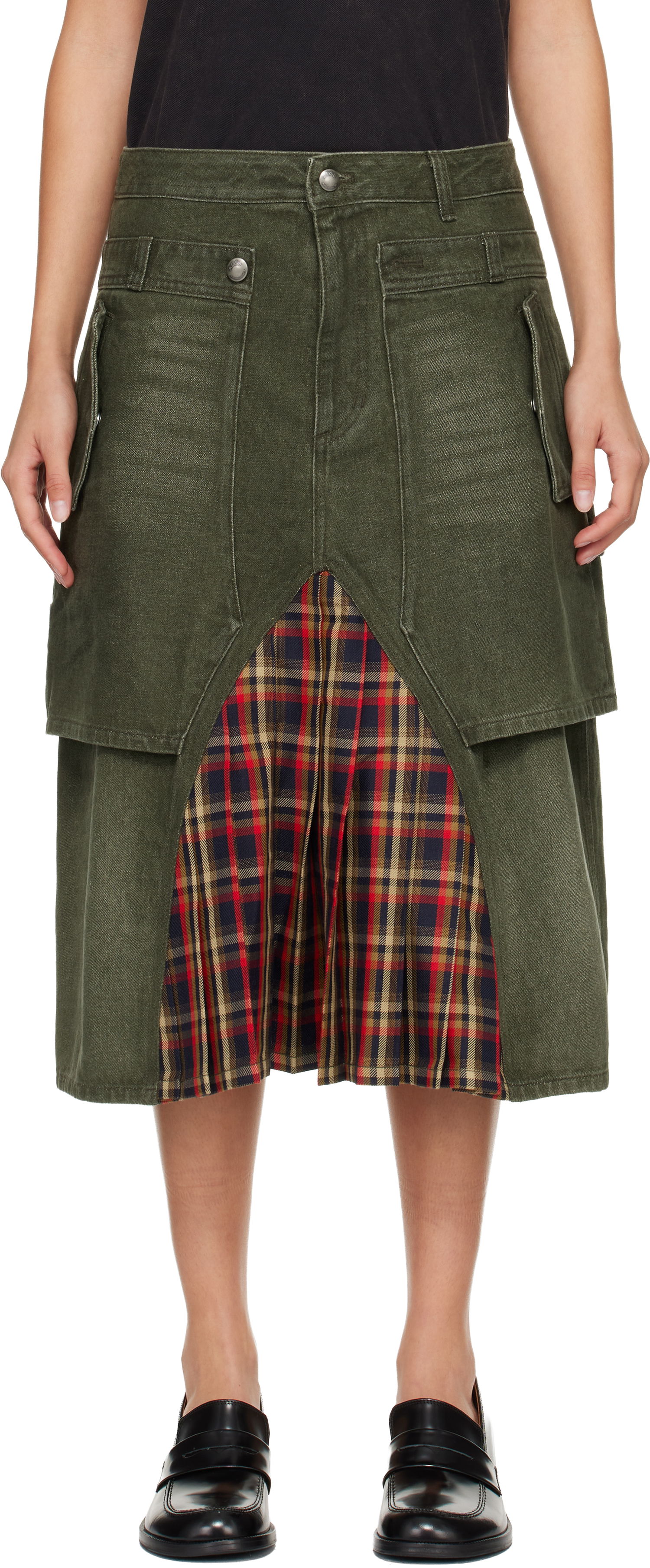 Nederdel Andersson Bell Raptor Layered Pleats Denim Midi Skirt Flerfarvet | apa860w, 0