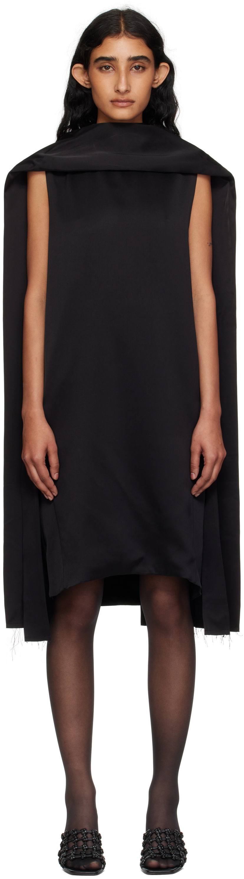 Kjole TOTEME Cocoon Scarf Minidress Sort | 253-WRD0198-FB0382