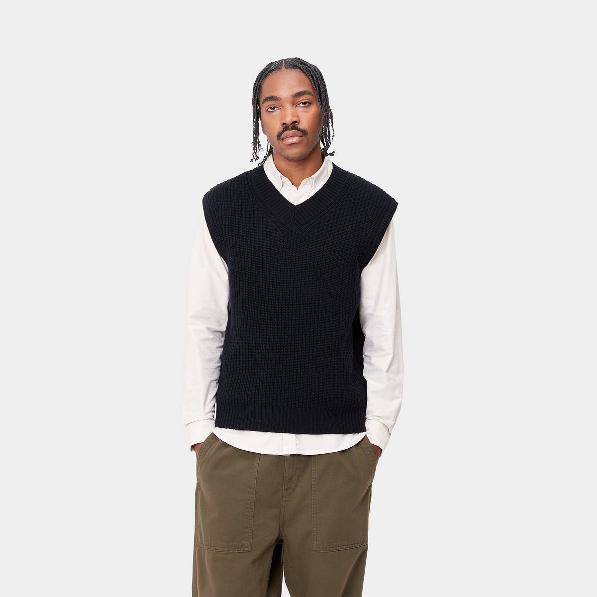 Sweater Carhartt WIP Knitted V-Neck Vest Sort | I033909_8, 0