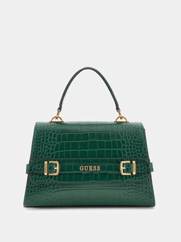 Håndtaske GUESS Sestri Croc Print Handbag Grøn | HWCX8985200, 0