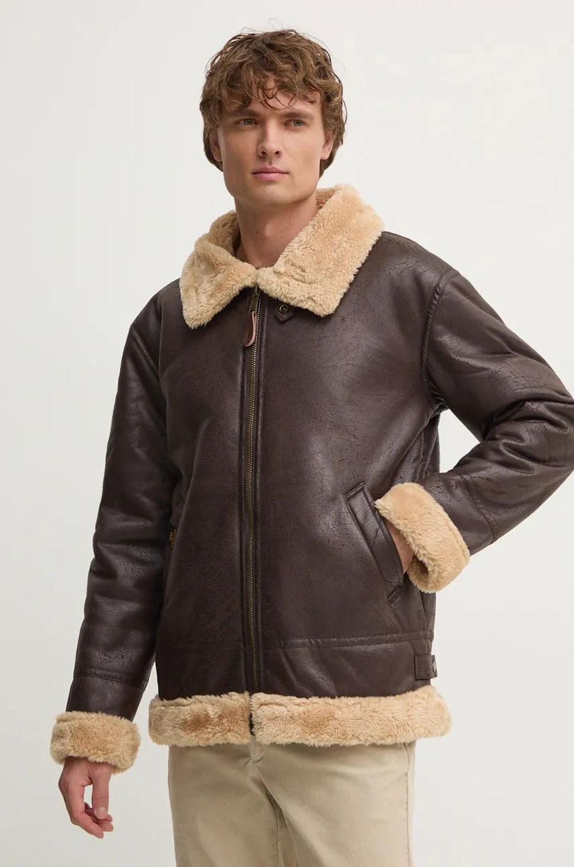 Bomberjakke Alpha Industries Alpha Industries B3 FL Faux Leather Bomber Jacket Brun | 143106