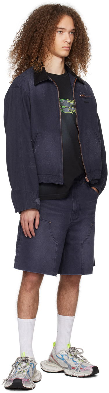 Jakke We11done We11done Distressed Denim Jacket Mørkeblå | WD-DJ0-24-381-U-NV, 3