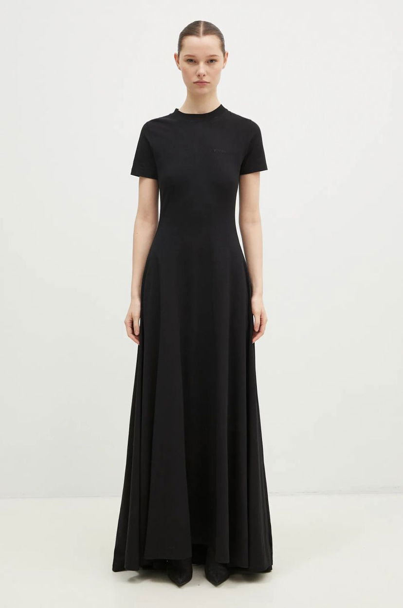 Kjole VETEMENTS VETEMENTS Embroidered Logo Maxi Dress Sort | WA66DR710B