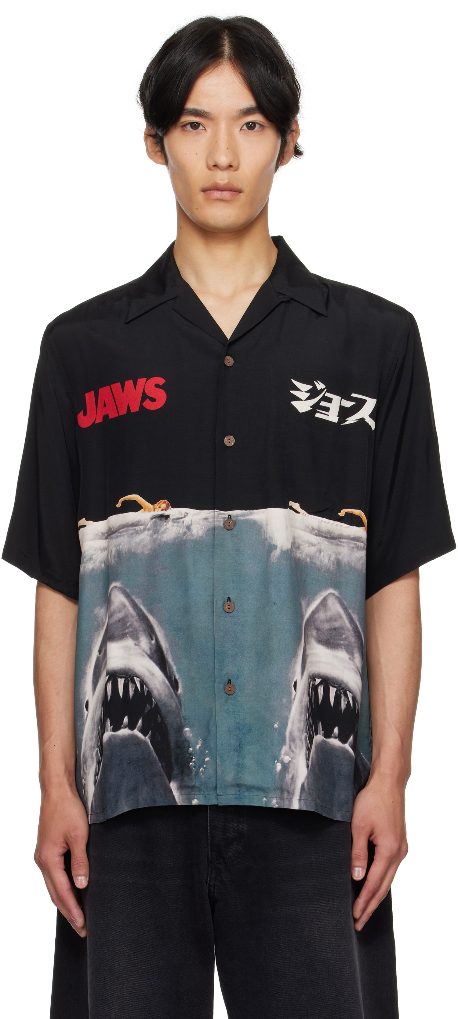 Skjorte WACKO MARIA WACKO MARIA 'Jaws' Short Sleeve Shirt Sort | JAWS-WM-HI01, 0