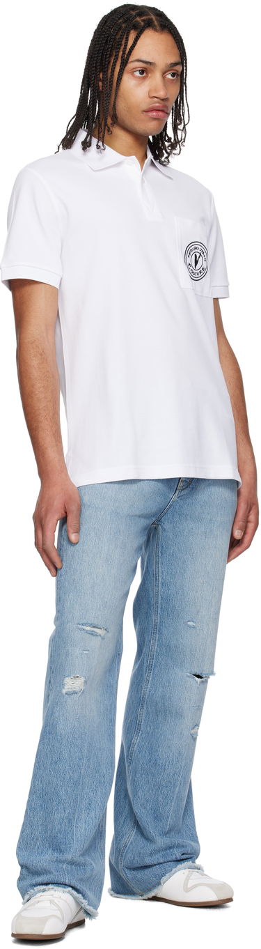 Polo skjorte Versace Embroidered Logo Polo by Versace Jeans Couture Hvid | E78GAGT01_ECJ01T, 3