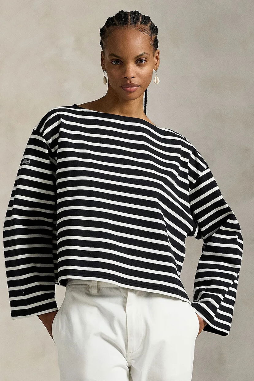 T-shirt Polo by Ralph Lauren Polo Ralph Lauren Striped Cropped Long Sleeve T-Shirt Sort | 211959103