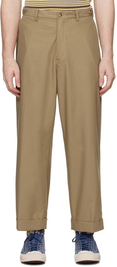 Bukser BEAMS Beams Plus Ivy Wide Leg Trousers Beige | 3823-0128-803, 0