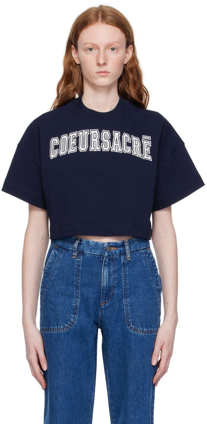 T-shirt AMI 'Coeur Sacré' T-Shirt Mørkeblå | FTS009.726, 0