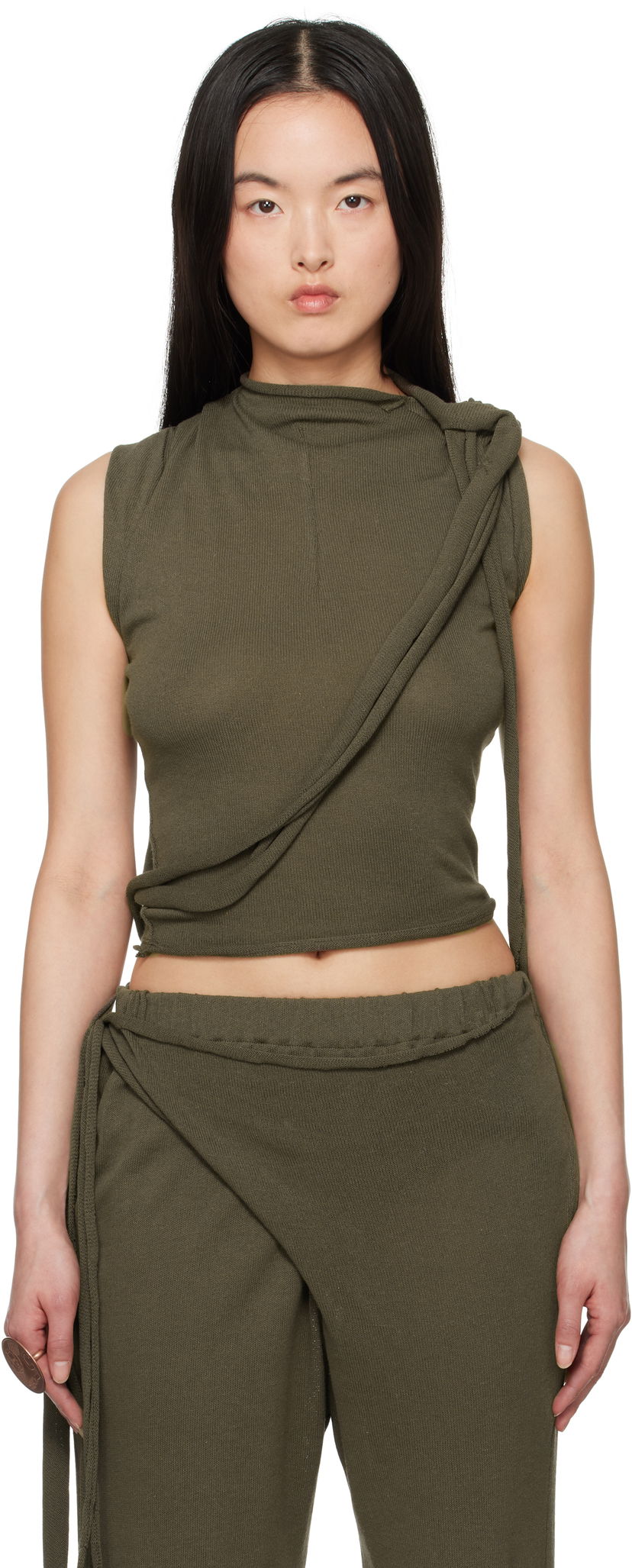 Tanktop Ottolinger Ottolinger Deconstructed Linen Tank Top Grøn | 10510130601