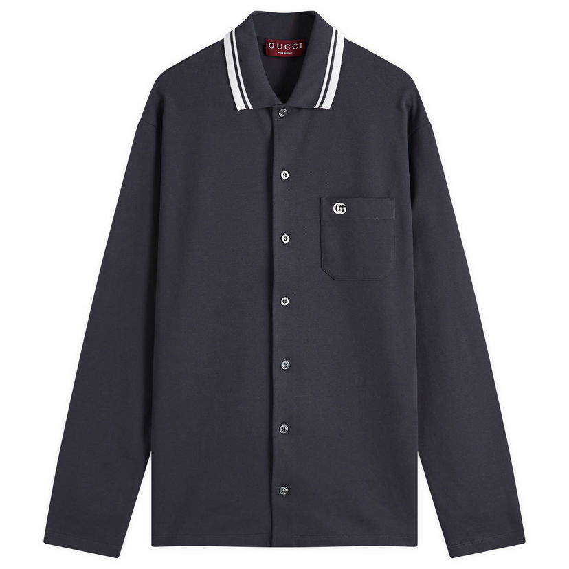 Polo skjorte Gucci Gucci Stretch Cotton Long Sleeve Polo Shirt, Size Medium Mørkeblå | 815513-XJG16-1165