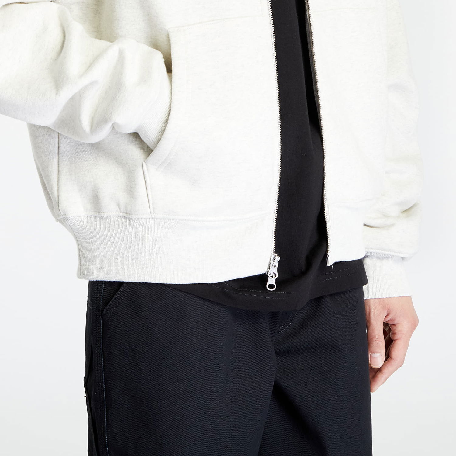 Sweatshirt Patta Basic Waffle Zip Hoodie Grå | POC-BC23-WAFFLE-ZHS-001, 1