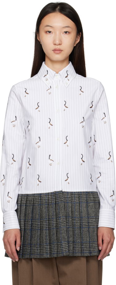 Kjole Thom Browne Thom Browne Goose Print Shirtdress Hvid | FDSF35E-E1374, 0