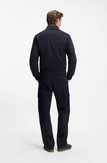 Bomberjakke BOSS BECKHAM x BOSS Zip Jacket with Flap Pockets Wool and Cashmere Mørkeblå | 50555817, 1
