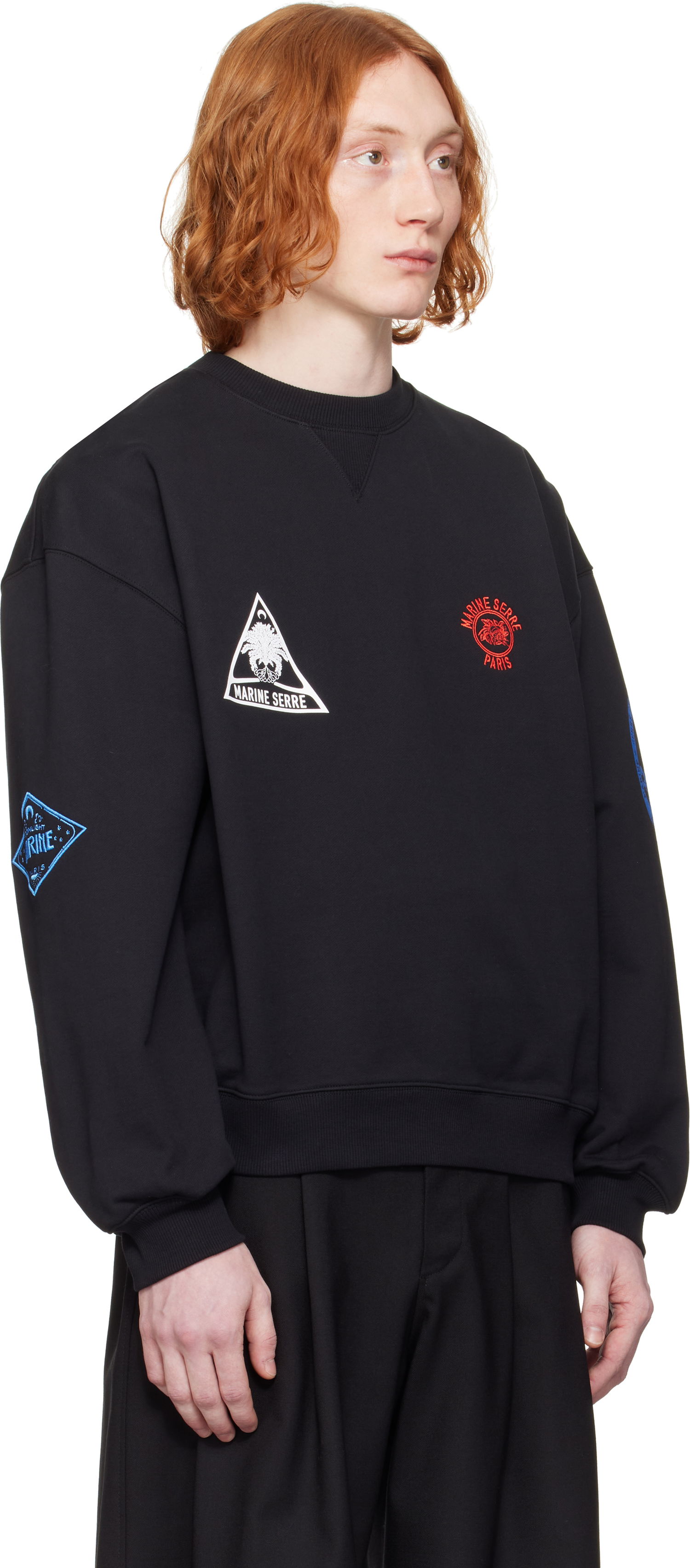 Sweatshirt Marine Serre Marine Serre Souvenir Fleece Oversized Sweatshirt Sort | UST022A CJER0078, 1